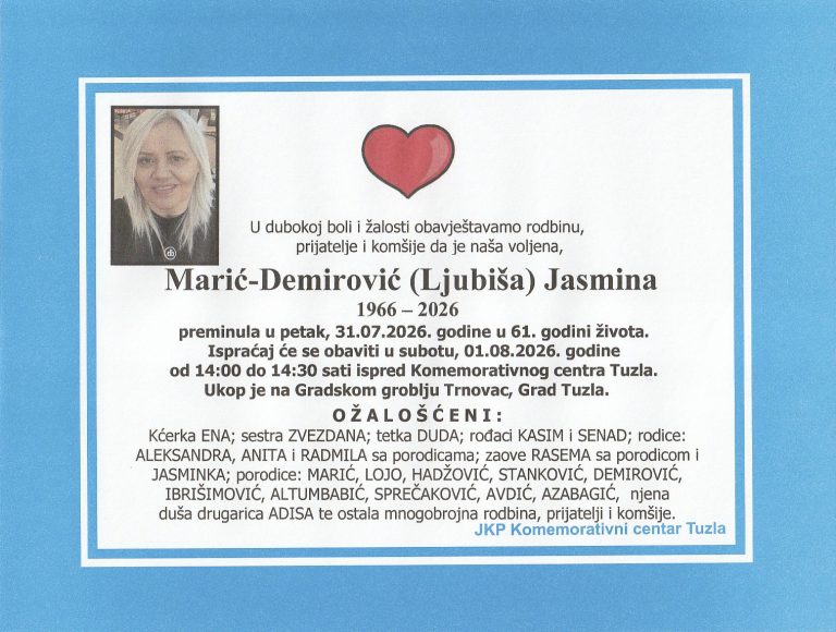 In memoriam, Jasmina Maric - Demirovic