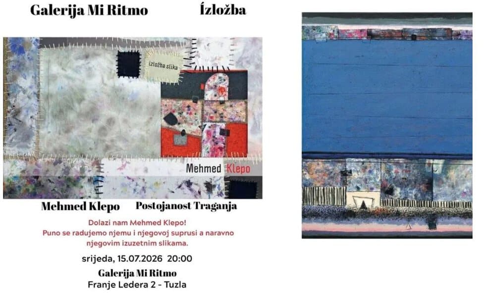 u gaelriji mi rimo u tuzli u srijedu ce biti ortrvorena oizlozba postojanost traganja akademskog slikara mehmeda klepe