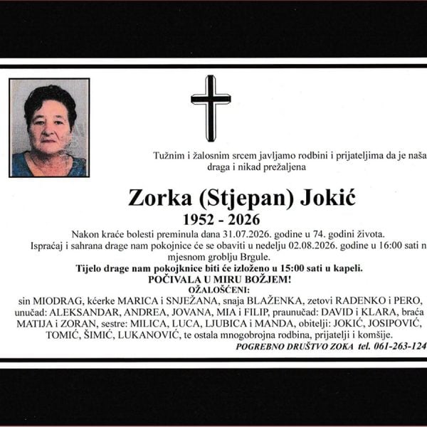 In memoriam, Zorka Jokic