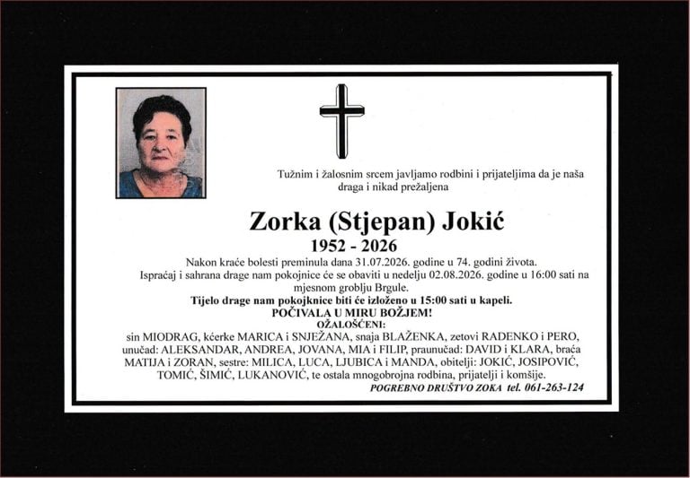 In memoriam, Zorka Jokic