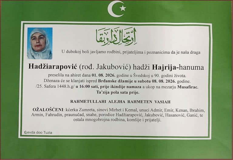 In memoriam, Hajrija Hadziarapovic