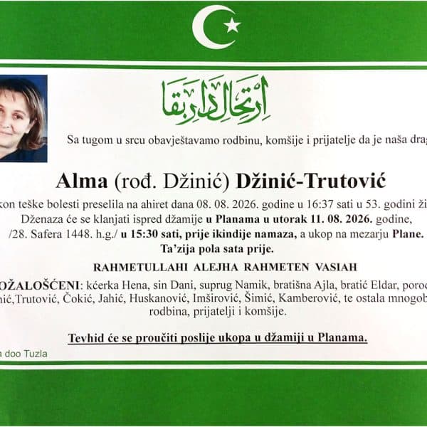 In memoriam, Alma Dzinic - Trutovic