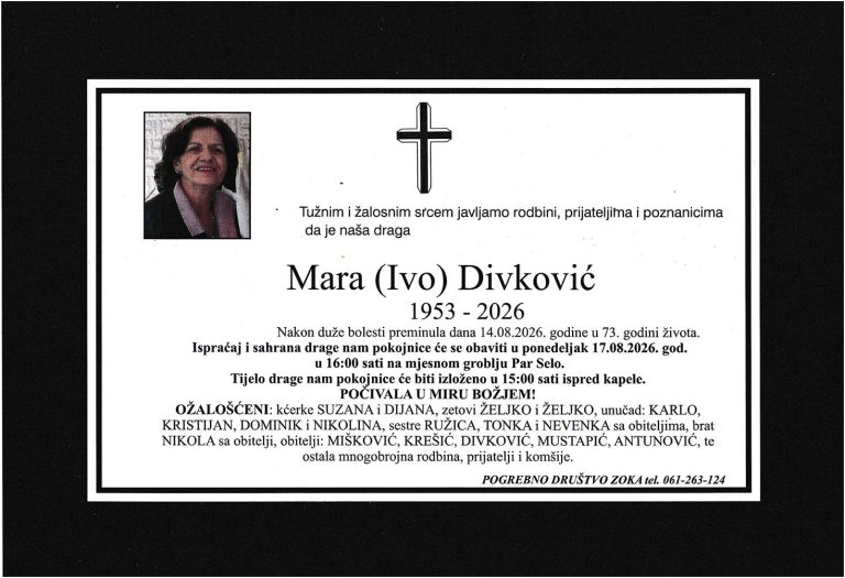 In memoriam, Mara Divkovic