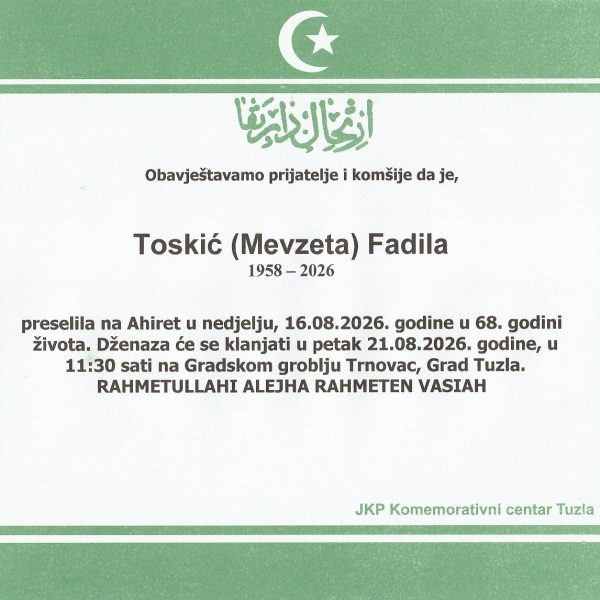 In memoriam, Fadila Toskic