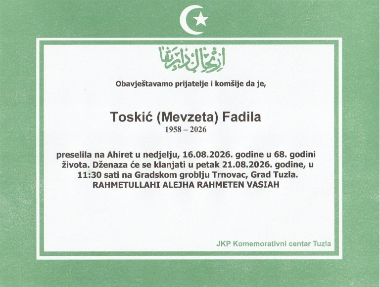 In memoriam, Fadila Toskic