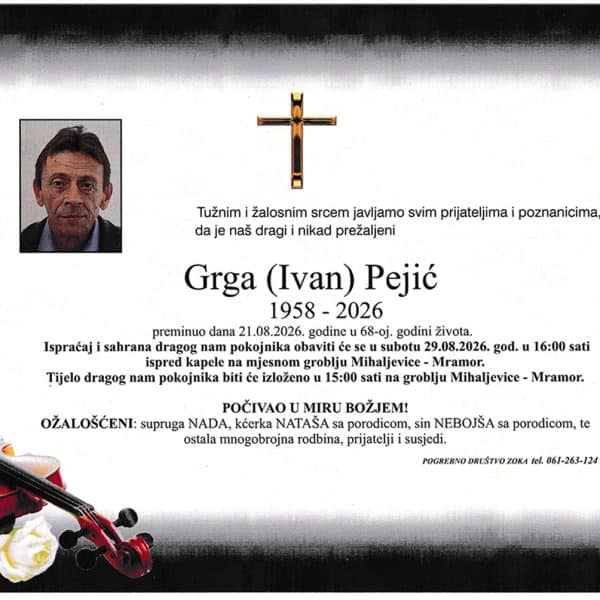 In memoriam, Grga Pejic
