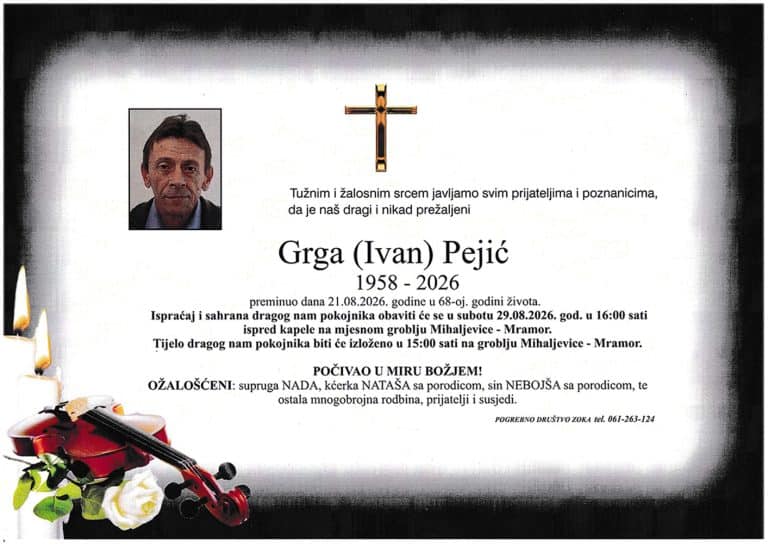 In memoriam, Grga Pejic