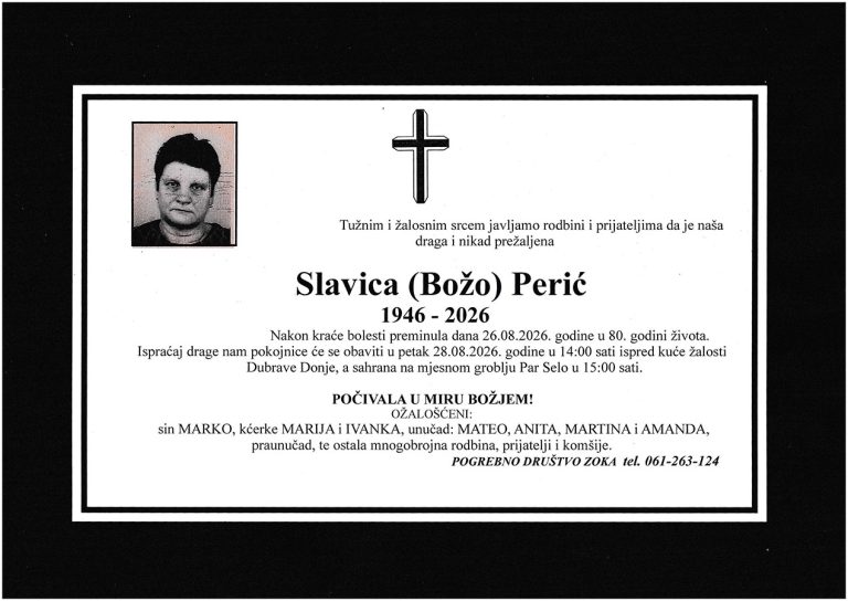 In memoriam, Slavica Peric