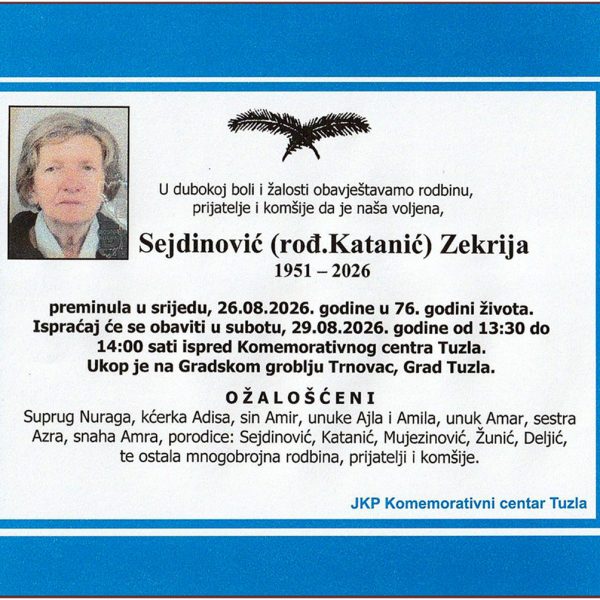 In memoriam, Zekrija Sejdinovic