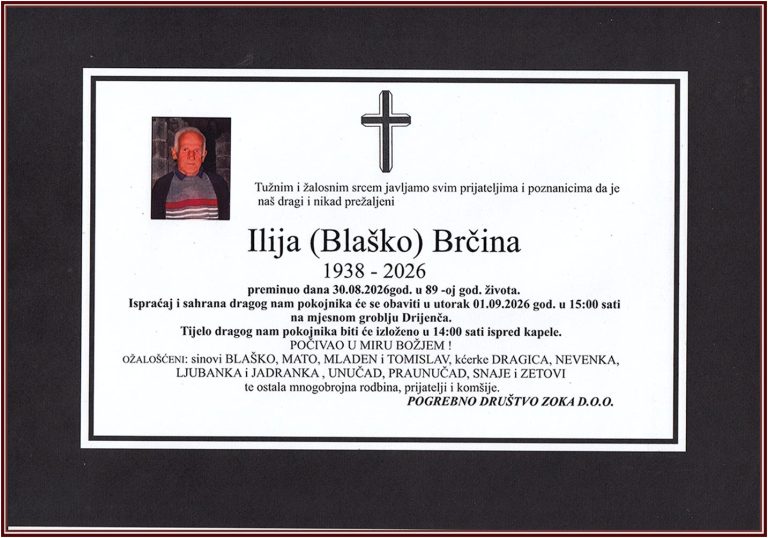 In memoriam, Ilija Brcina