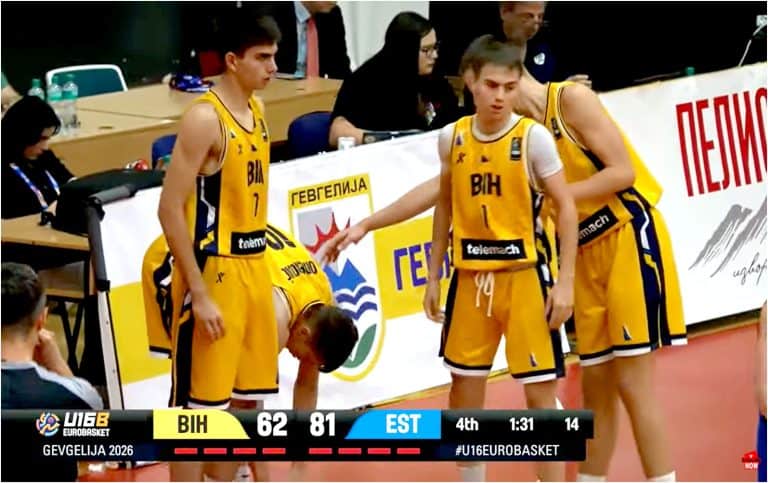 Kosarkaska U16 reprezentacija BiH poražena je u borbi za 3. mjesto od Estonije i time je zauzela 4. mjesto na EP-u