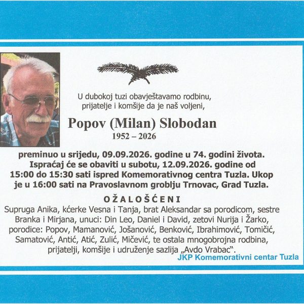 In memoriam, Slobodan Popov