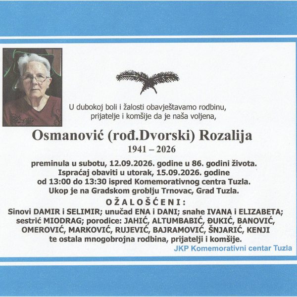 In memoriam, Rozalija Osmanovic