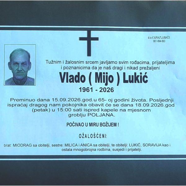 In memoriam, Vlado Lukić