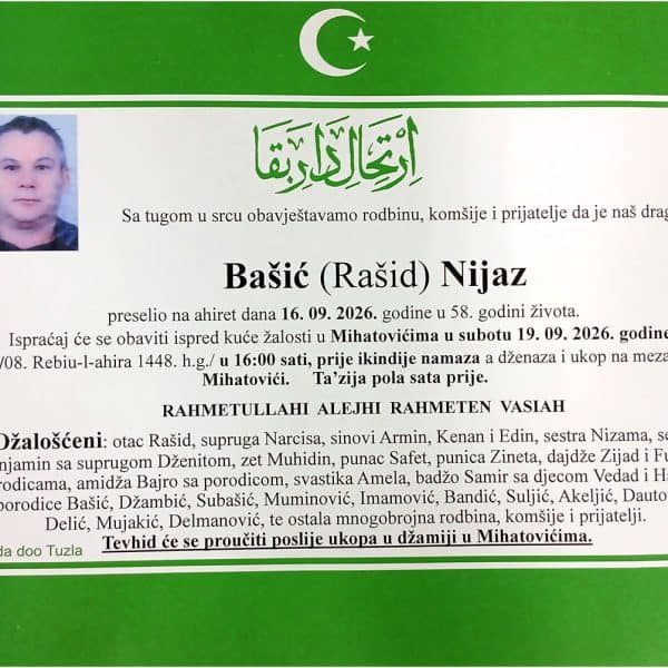 In memoriam: Nijaz (Rašida) BAŠIĆ