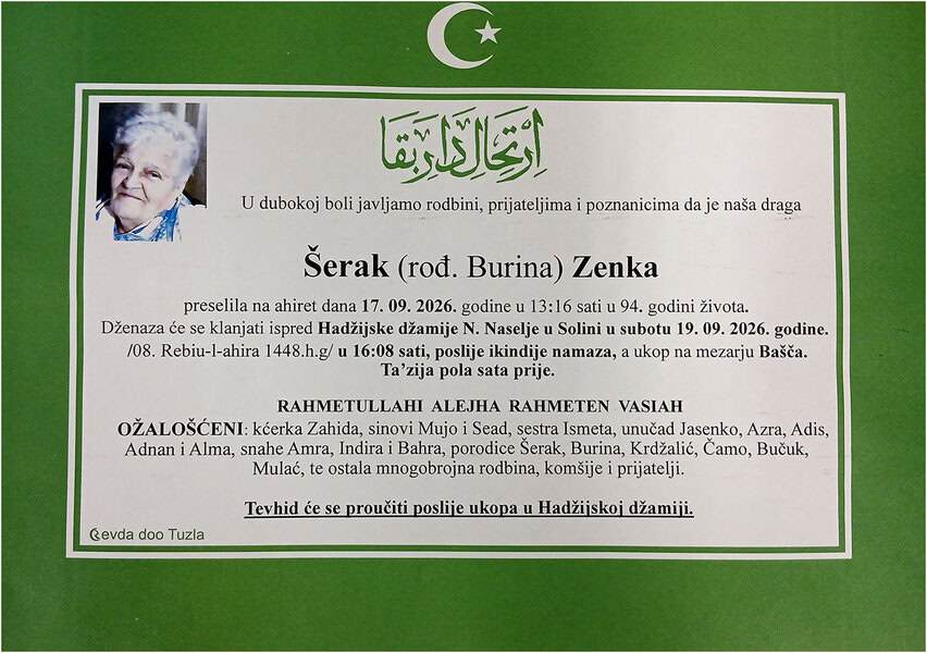 In memoriam, Zenka Serak