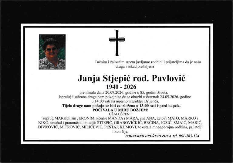 In memoriam, Janja Stjepić