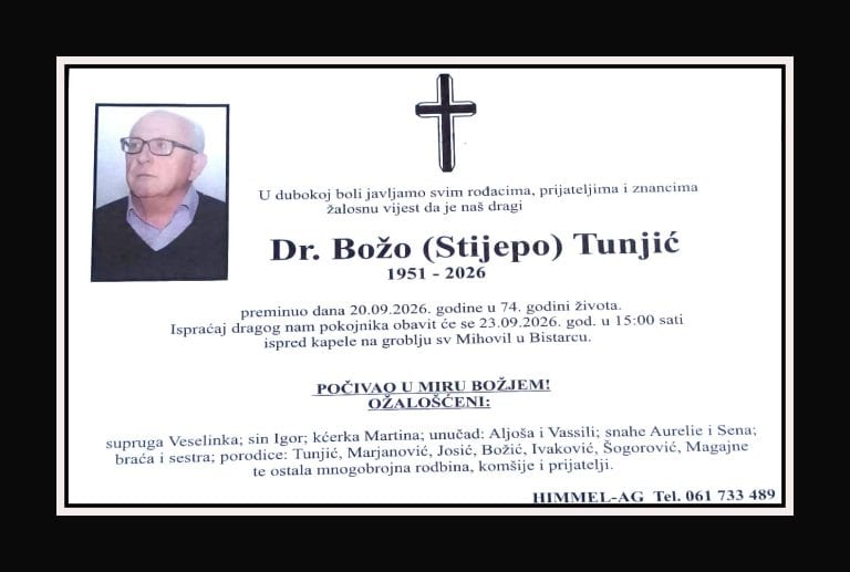 In memoriam, Bozo Tunjic