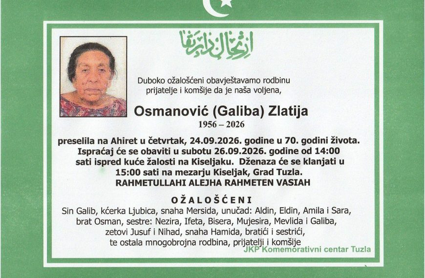 In memoriam, Zlatija OIsmanovic
