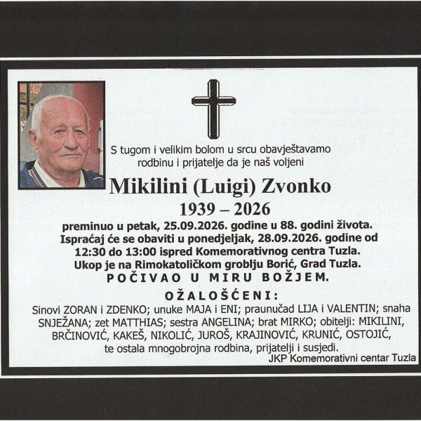 In memoriam, Zvonko Mikilini