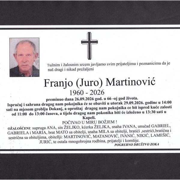 In memoriam, Franjo Martinovic