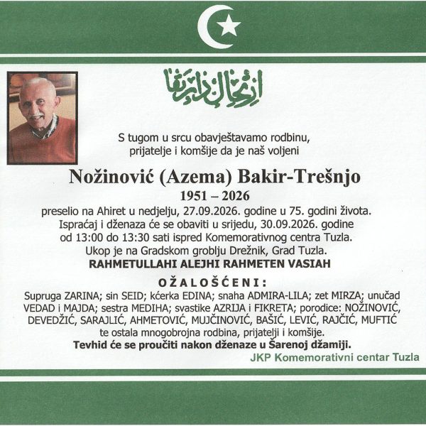 In memoriam - Bakir Nozinovic