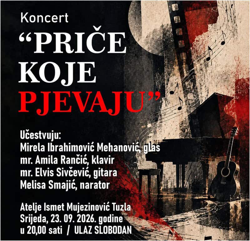 Koncert Priče koje pjevaju Mirele Ibrahimović Mehanović, 23. septembra u Ateljeu Ismet Mujezinović u Tuzli