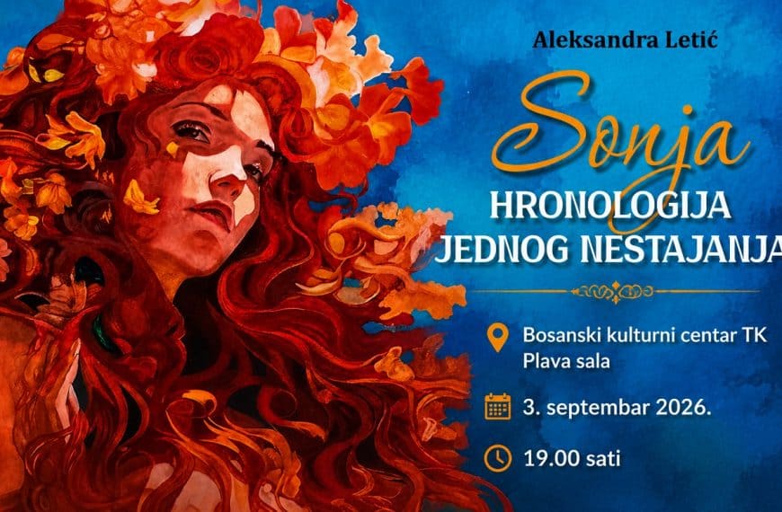 U Plavoj sali bKC Tuzla veceras u 19 sati bit će promoviran roma 'Sonja - Hronologija jednog nestajanja' autorice Aleksandre Letić