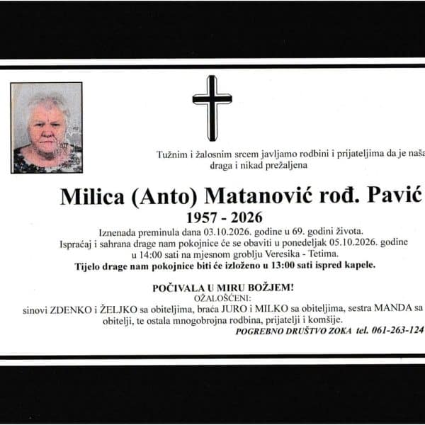 In memoriam, Milica Matanovic