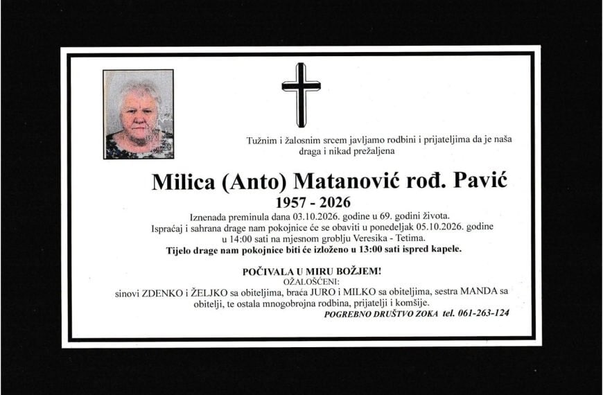 In memoriam, Milica Matanovic
