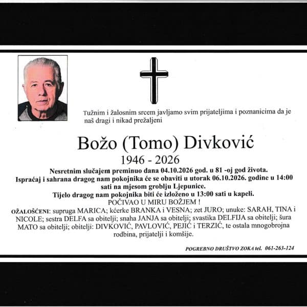 In memoriam: Božo (Tome) DIVKOVIĆ