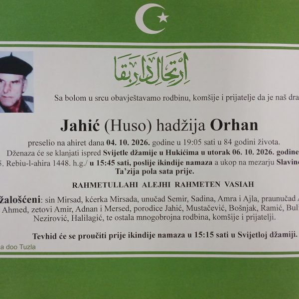 In memoriam, Orhan Jahic