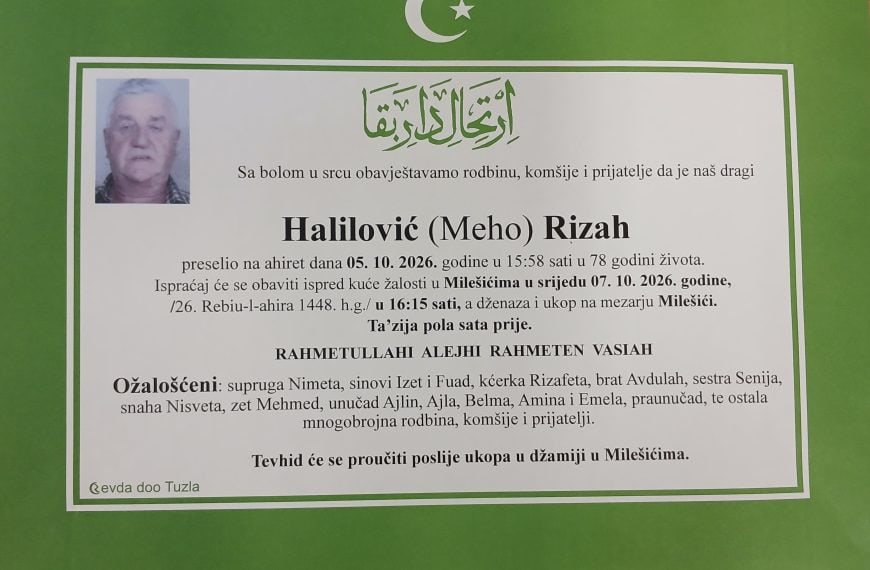 In memoriam, Rizah Halilovic