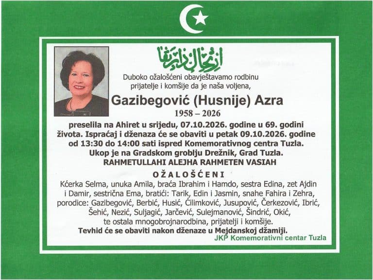 In memoriam, Azra Gazibegovic
