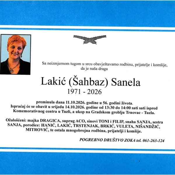 In memoriam, Sanela Lakic