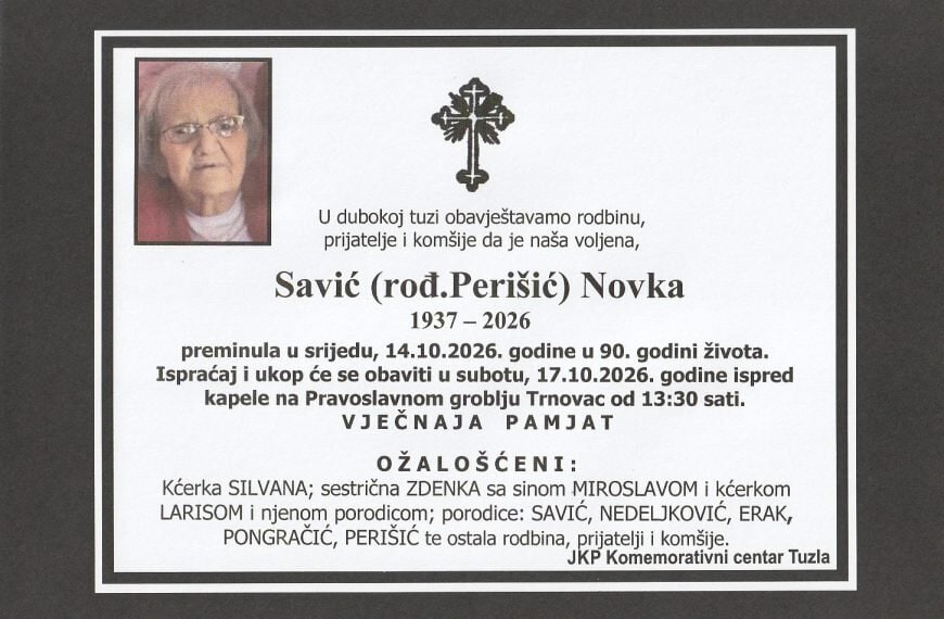 In memoriam: Novka SAVIĆ (Perišić)