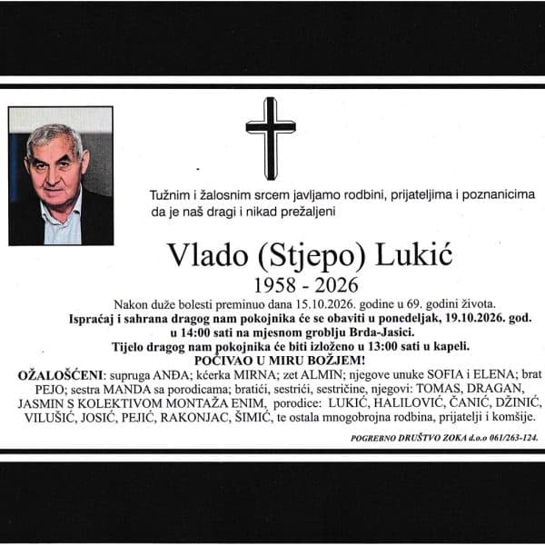 In memoriam, Vlado Lukic