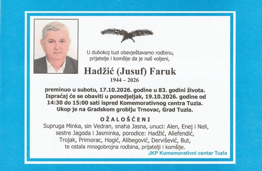 In memoriam, Faruk Hadzic