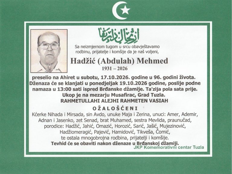 In memoriam, Mehmed Hadzic