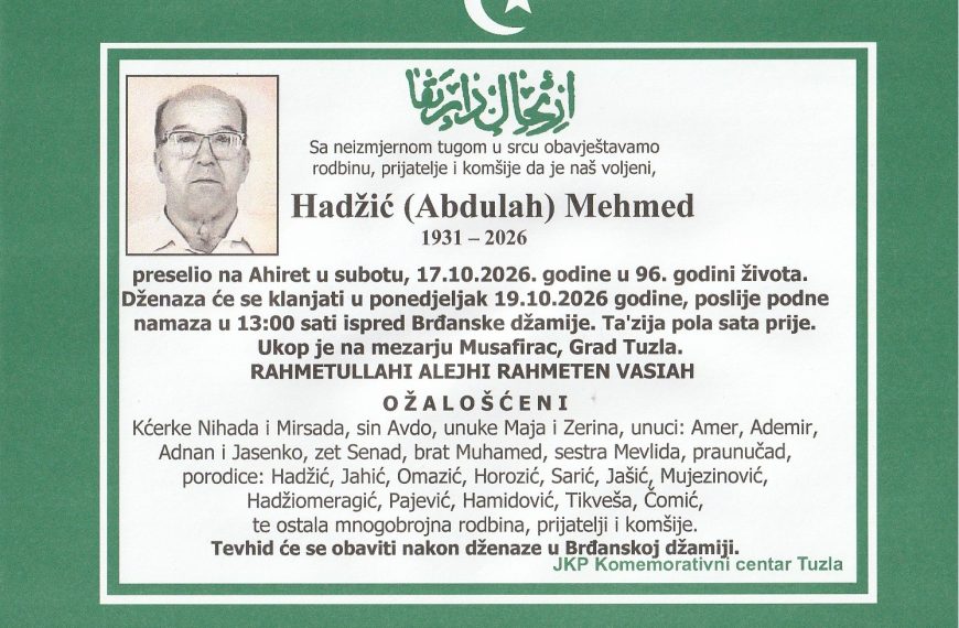 In memoriam, Mehmed Hadzic