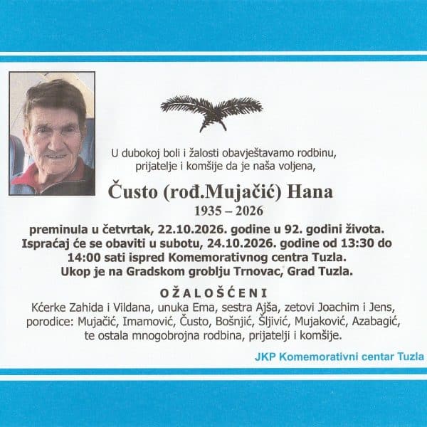 In memoriam, Hana Custo
