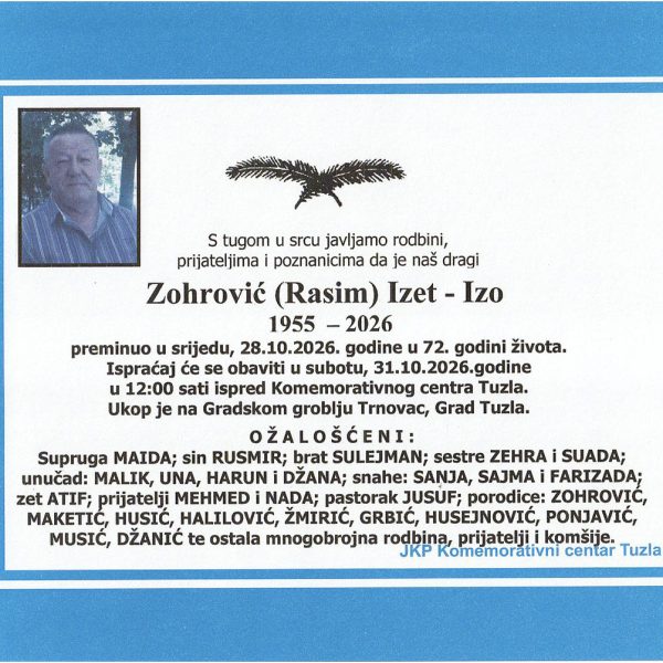 In memoriam, Izet Zohrovic Izo