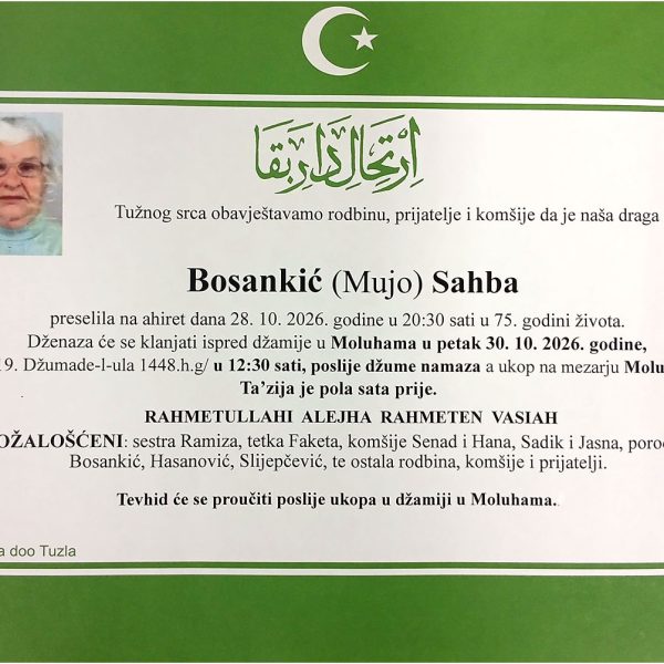 In memoriam, Sahba Bosankic