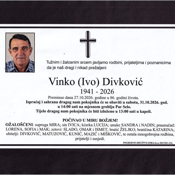 In memoriam, Vinko Divkovic