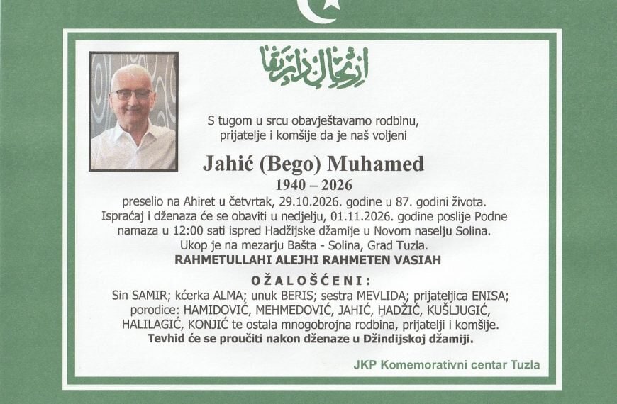 In memoriam, Muhamed Jahic